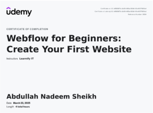 Udemy Webflow Certificate